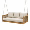 Hängesofa aus Naturholz mit Seilgeflecht, 200 × 80 × 70 cm, Natur/Beige/Silber