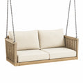 Hängesofa für 2 Personen mit Kettenaufhängung, 150 x 80 x 65 cm, Beige/Natur/Schwarz