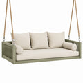 Hängesofa 160 x 75 x 65 cm mit Seilaufhängung, Olivgrün/Beige