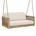 Hängesofa aus Holz mit Seilbespannung und Kettenaufhängung, 150 × 80 × 65 cm, Natur/Beige/Braun