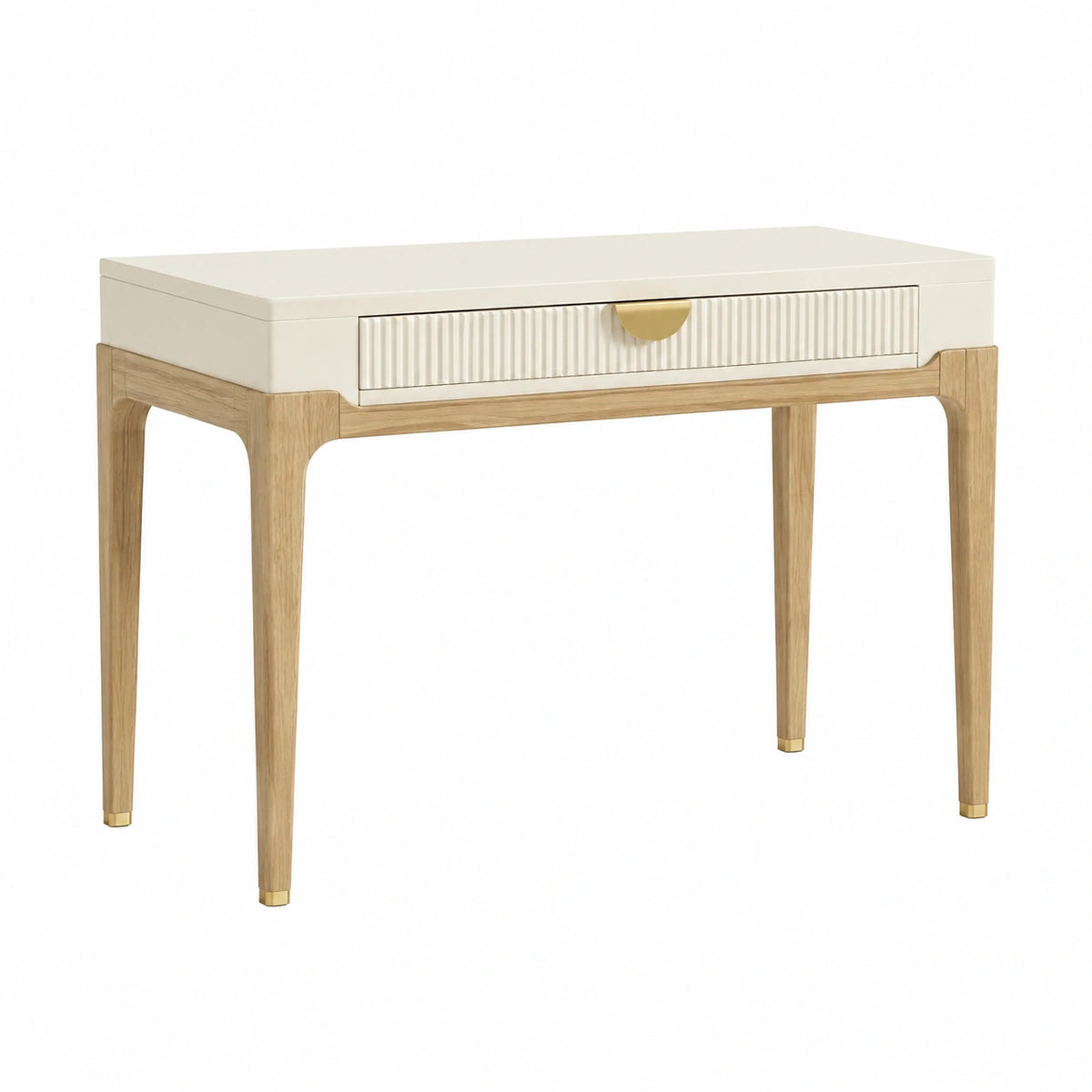 Moderner Schreibtisch mit Schublade, 100 × 50 × 76 cm, Creme/Natur/Gold