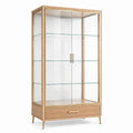 Naturholz-Glas-Ausführung mit Schublade, 90 × 40 × 180 cm, Naturholz/Transparent/Gold