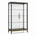 Glasvitrine 100 × 40 × 180 cm mit 2 Glastüren, Schwarz/Gold/Transparent