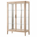 Vitrine aus Holz und Glas in Natur/Transparent, 90 × 40 × 180 cm, mit 2 Glastüren