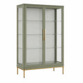 Grüne Glasvitrine mit goldfarbenen Metallfüßen, 90 × 40 × 180 cm