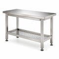 Edelstahl-Arbeitstisch 120 x 60 x 85 cm Silber mit Unterablage und höhenverstellbaren Füßen